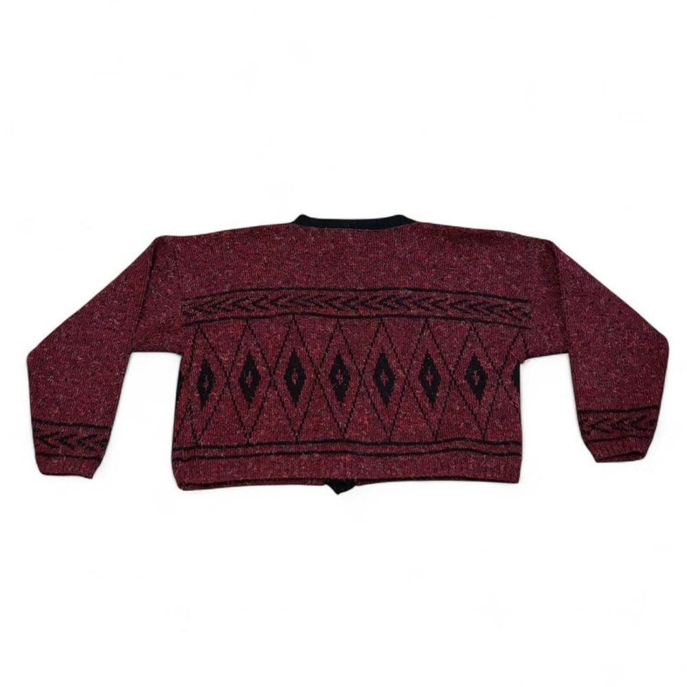Cherokee Maroon And Black Patterned Cardigan - image 3